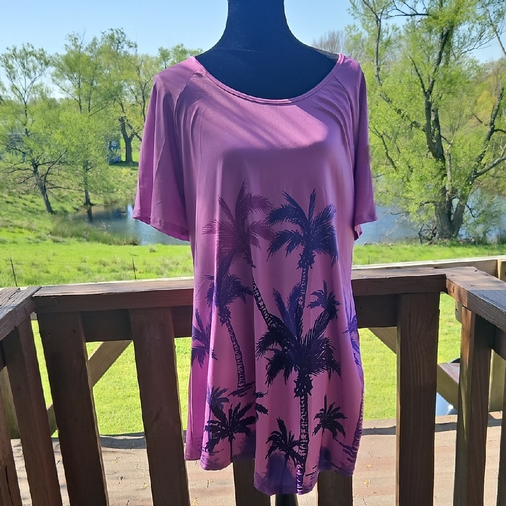 Palm Tree Print Women's Mini Dress Or Cover-Up